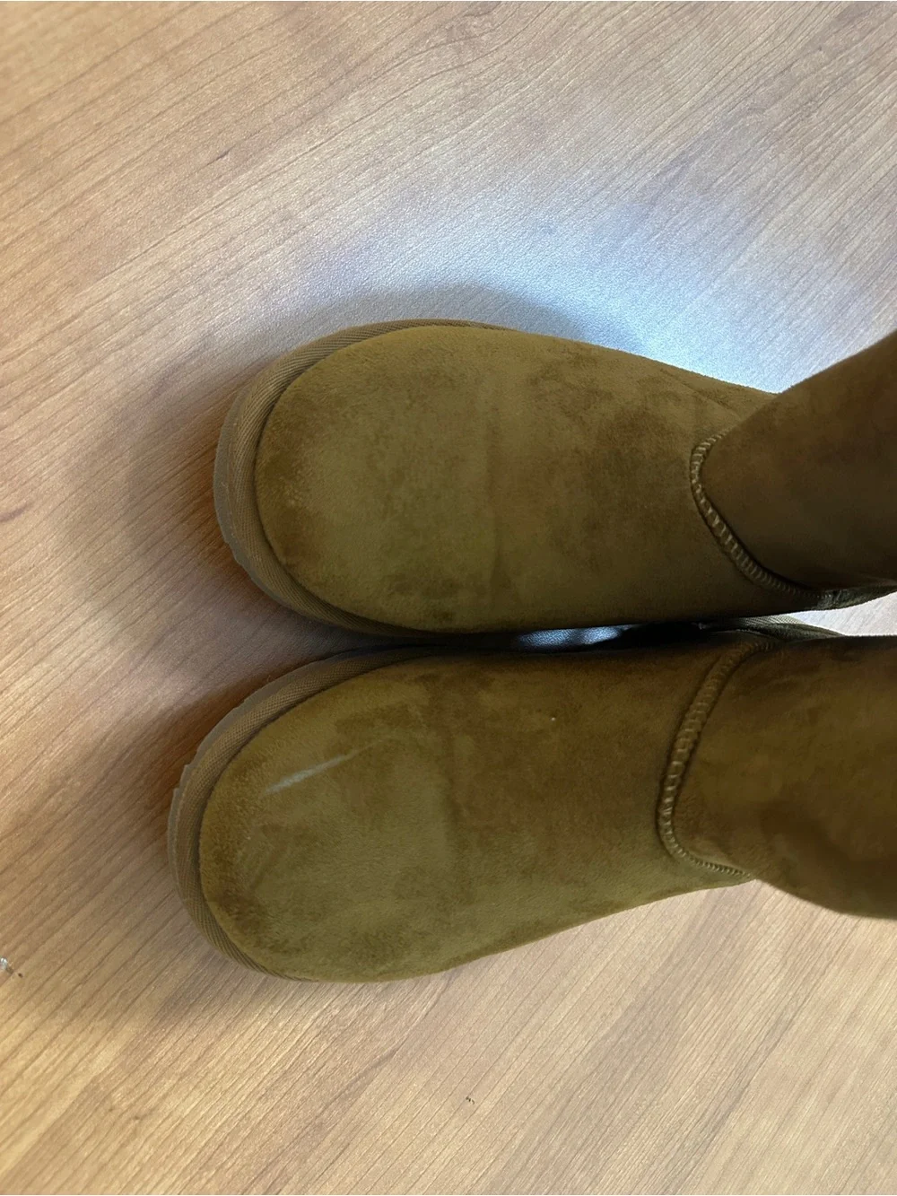 Women’s Faux-Suede Winter Boots in Tan with Plush Cream Lining
